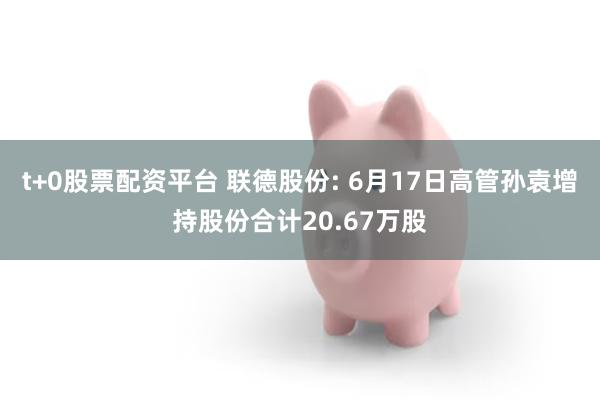 t+0股票配资平台 联德股份: 6月17日高管孙袁增持股份合计20.67万股