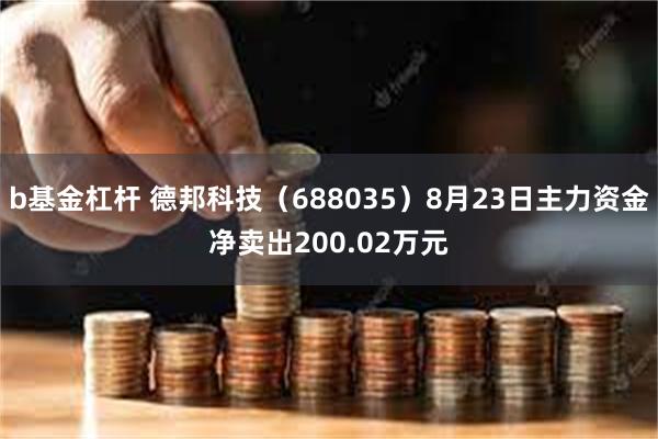 b基金杠杆 德邦科技（688035）8月23日主力资金净卖出200.02万元