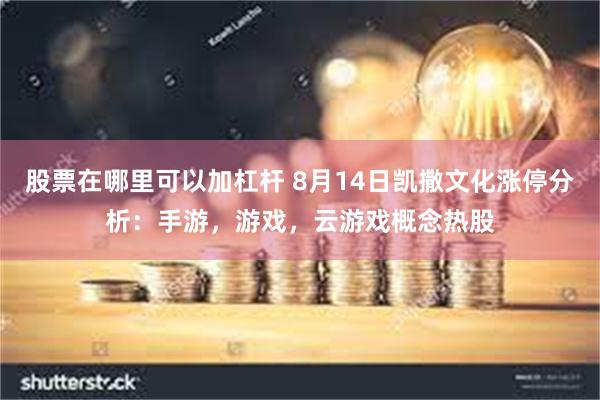 股票在哪里可以加杠杆 8月14日凯撒文化涨停分析：手游，游戏，云游戏概念热股